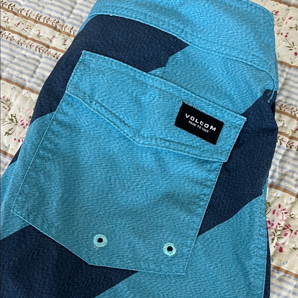 Volcom Kids Aqua and Navy Swim Trunks - Picture 4 of 4